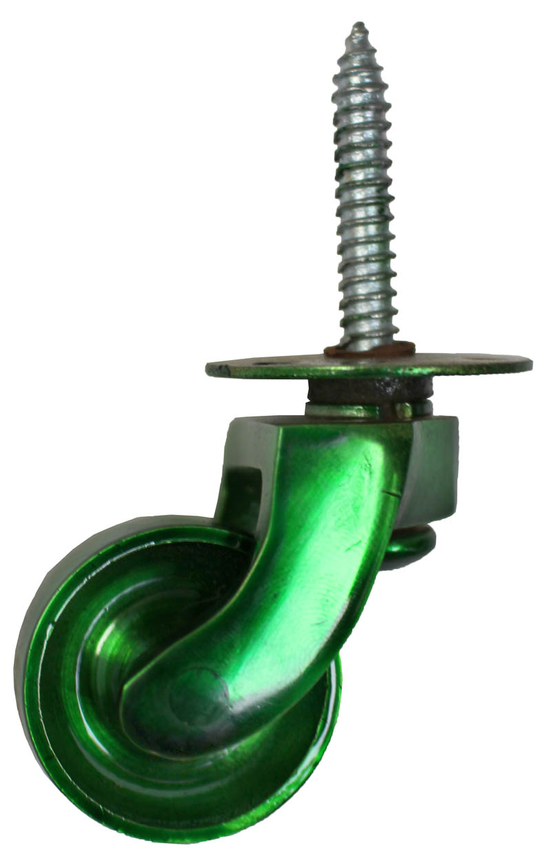 Green Brass Castor Screw Plate - 1 1/4 Inch (32mm) - Including Screws