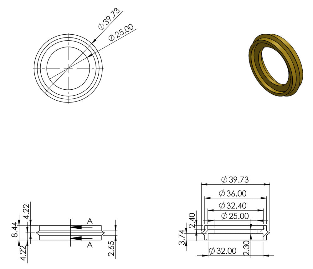 Brass Screw Castor with Rubber Tyre and Round Embellisher