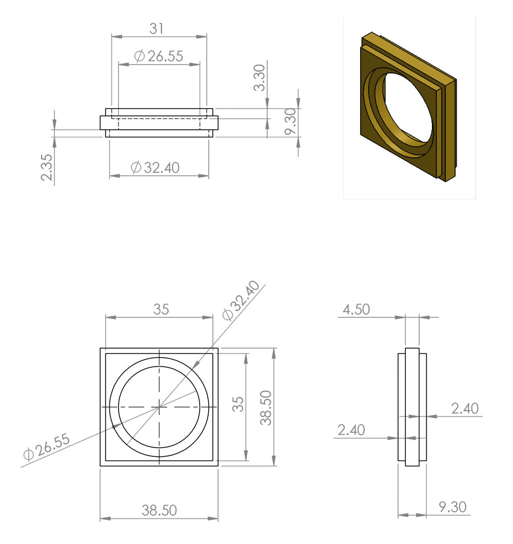 Brass Screw Castor with Square Embellisher