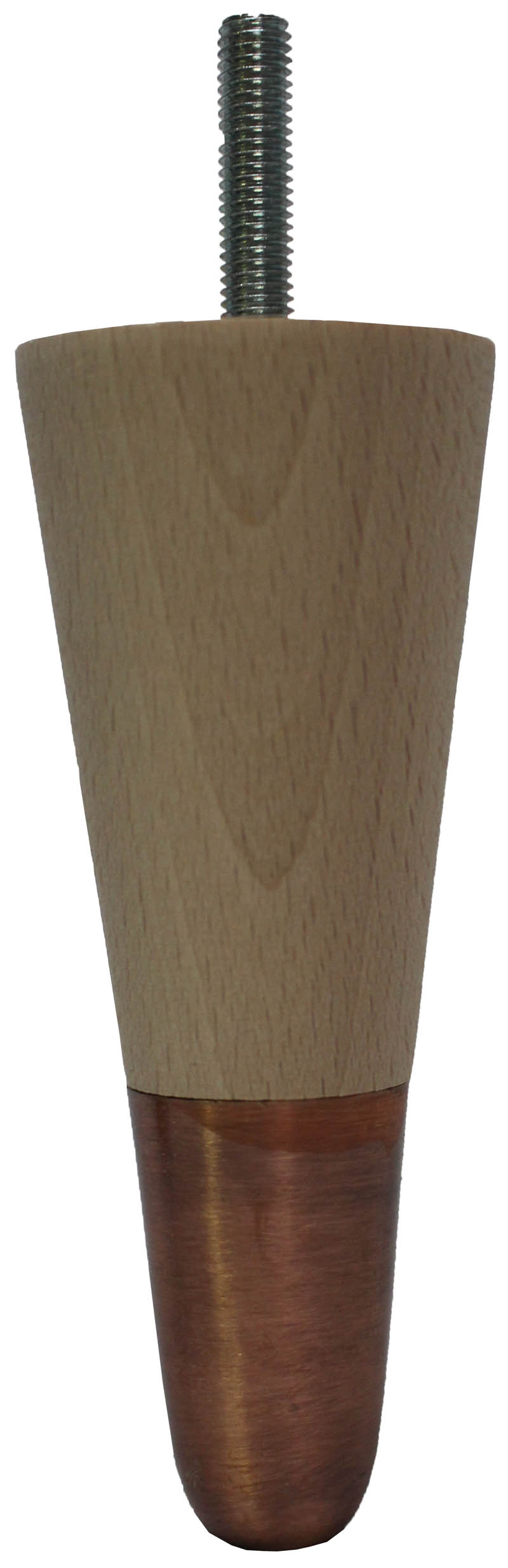 Azalea Tapered Furniture Legs - Raw Finish - Antique Copper Slipper Cups - Set of 4