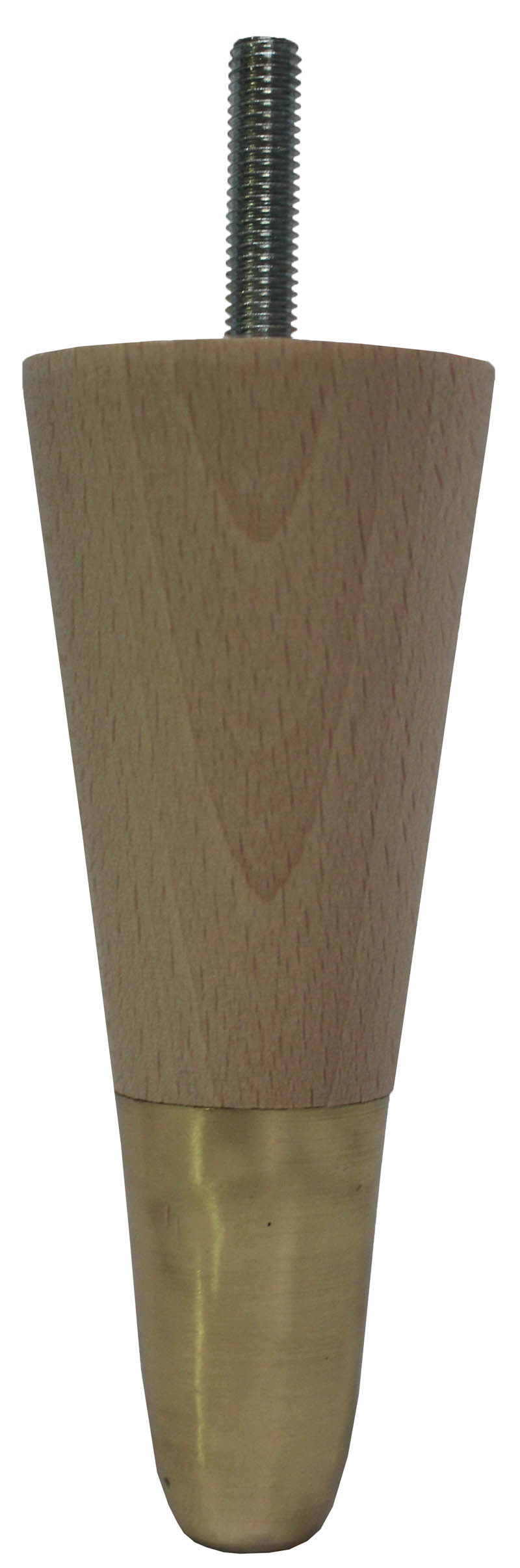 Azalea Tapered Furniture Legs - Raw Finish - Brass Slipper Cups - Set of 4