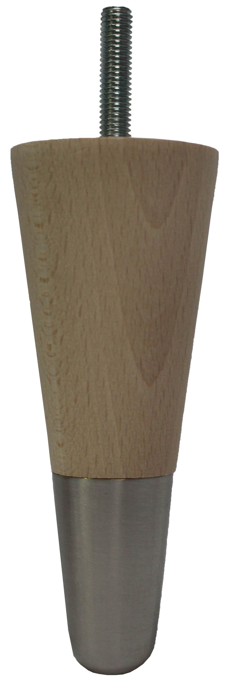 Azalea Tapered Furniture Legs - Raw Finish - Brushed Chrome Slipper Cups - Set of 4