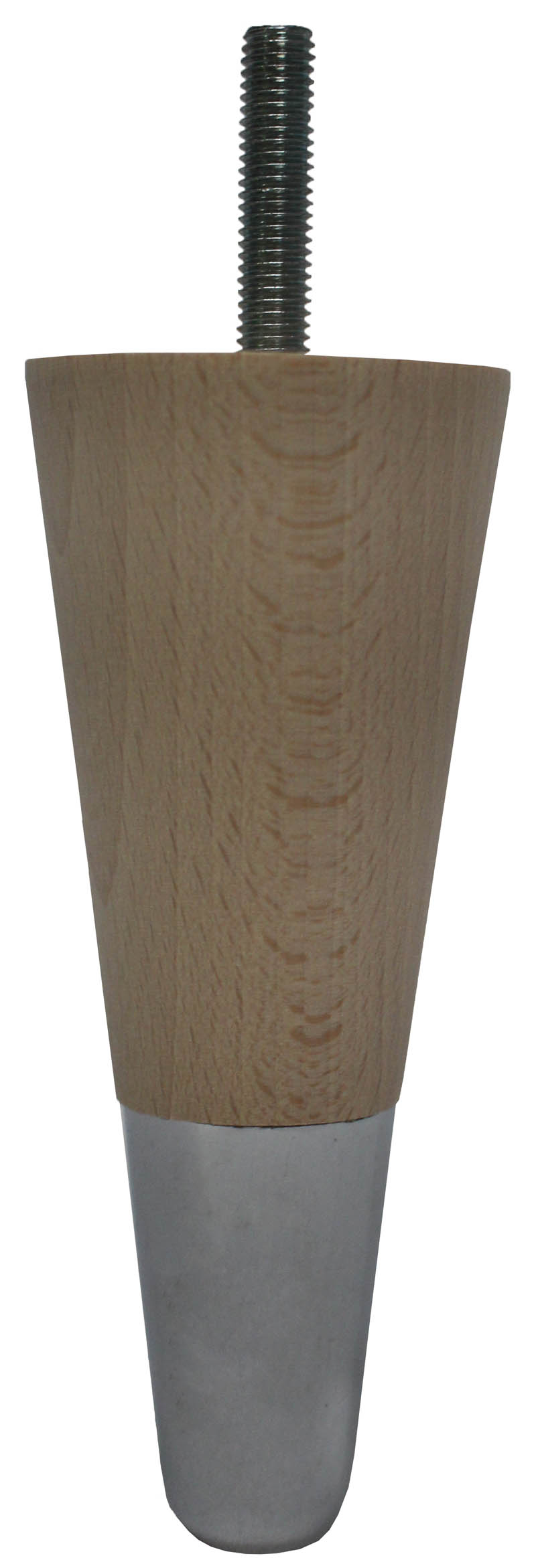 Azalea Tapered Furniture Legs - Raw Finish - Chrome Slipper Cups - Set of 4