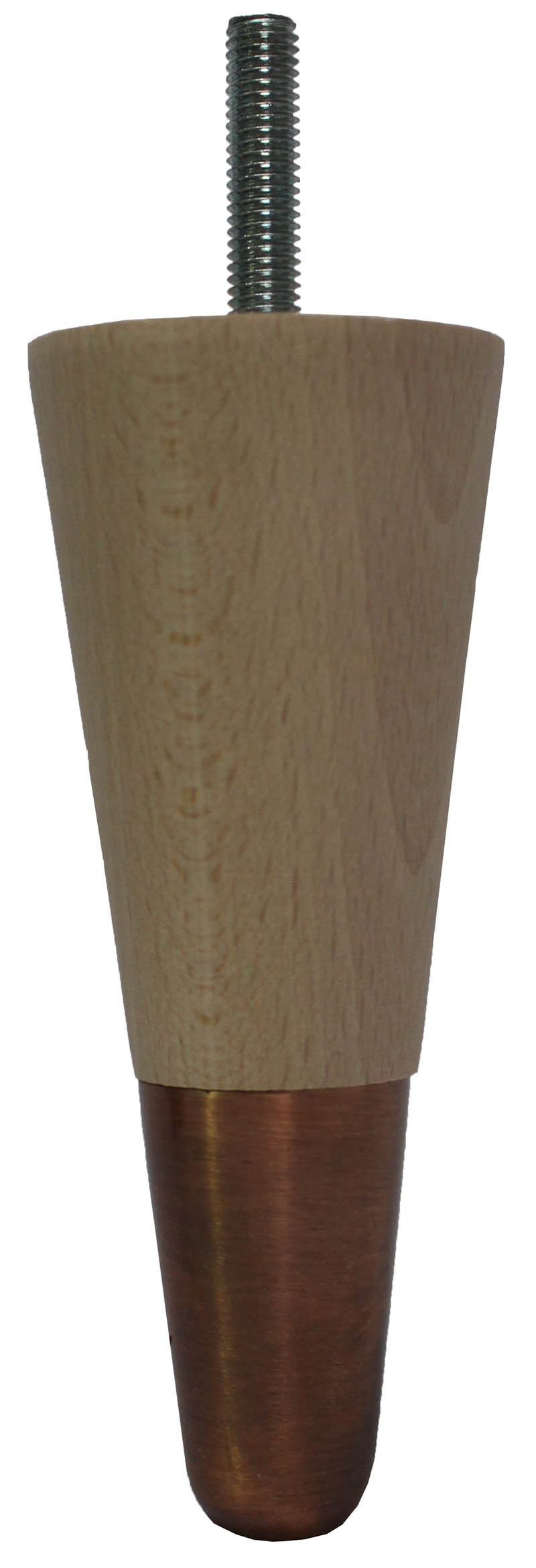 Azalea Tapered Furniture Legs - Raw Finish - Oiled Bronze Slipper Cups - Set of 4