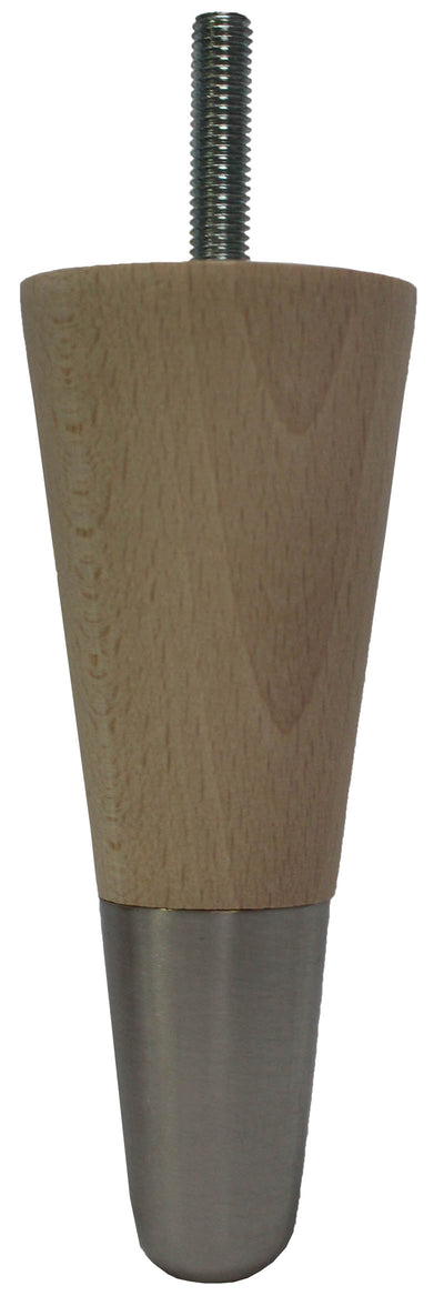 Azalea Tapered Furniture Legs - Raw Finish - Satin Slipper Cups - Set of 4