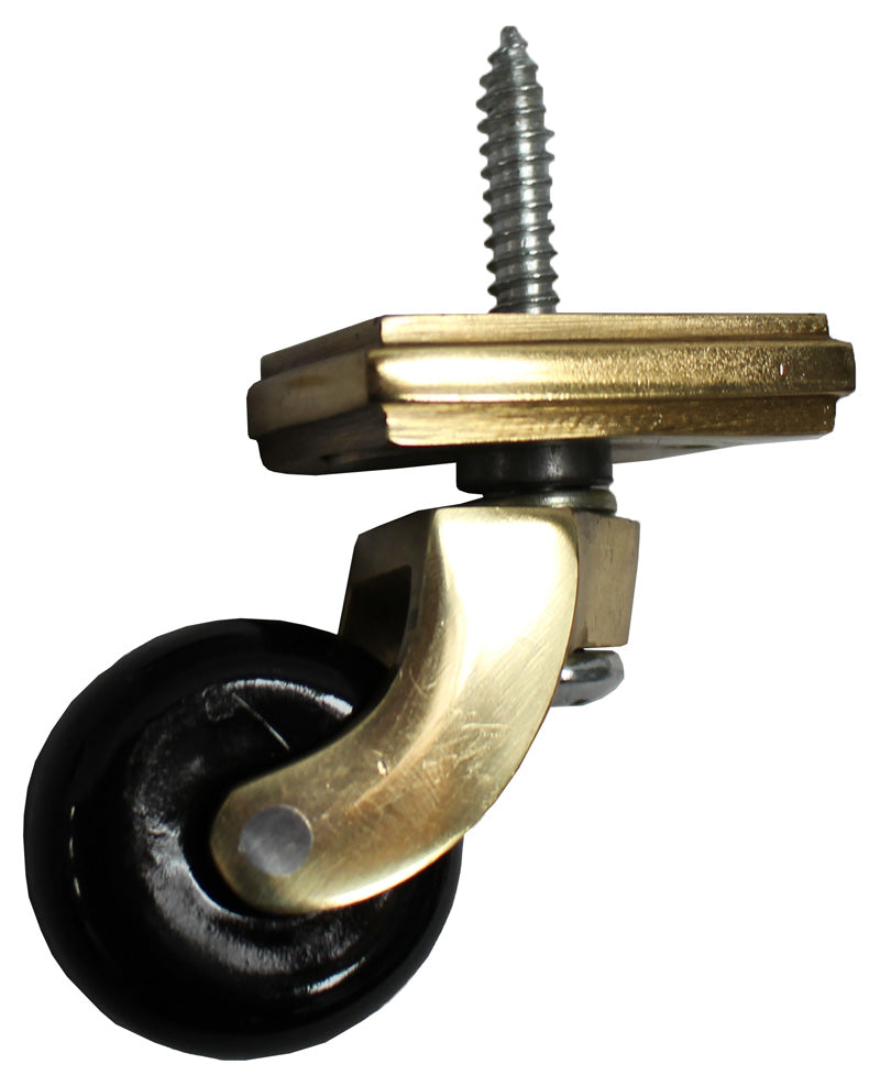 Brass Screw Castor with Black Ceramic Wheel and Square Embellisher 32mm