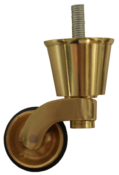 Brass Castor Round Cup Standard with Rubber Tyre and 5/16 Threaded Bolt (United States)