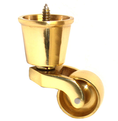 Brass Castor Round Cup with Central Screw Fixing - 1 1/4 Inch (32mm)