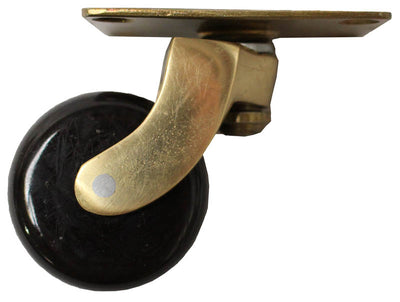 Brass Castor Universal Plate with Brown Ceramic Wheel
