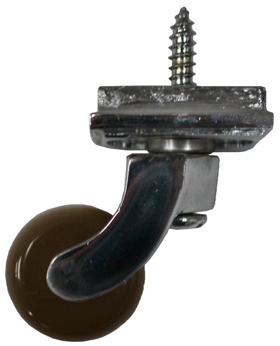 Chrome Screw Castor with Brown Ceramic Wheel and Square Embellisher