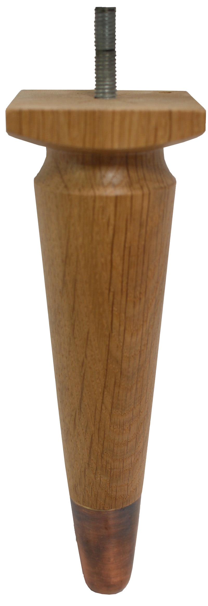 Thelma Solid Oak Furniture Legs - Natural Finish - Antique Copper Slipper Cups - Set of 4