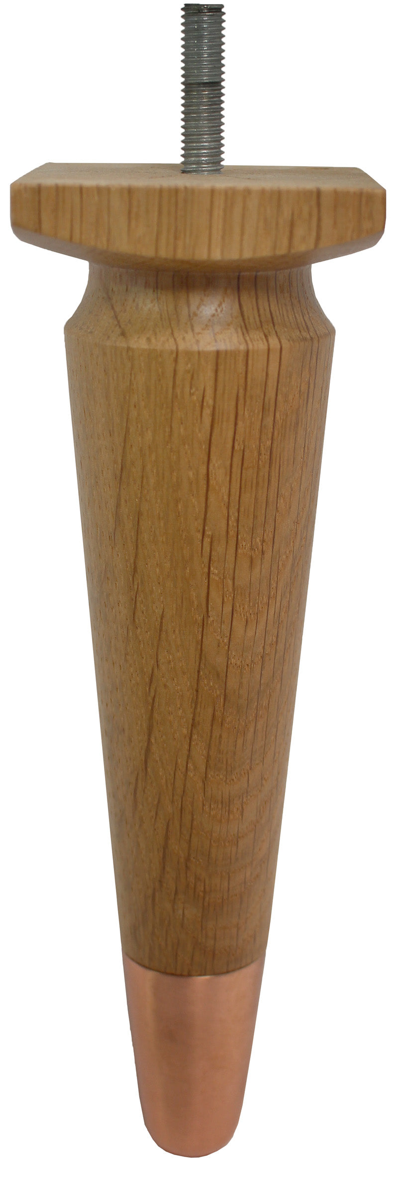 Thelma Solid Oak Furniture Legs - Natural Finish - Copper Slipper Cups - Set of 4