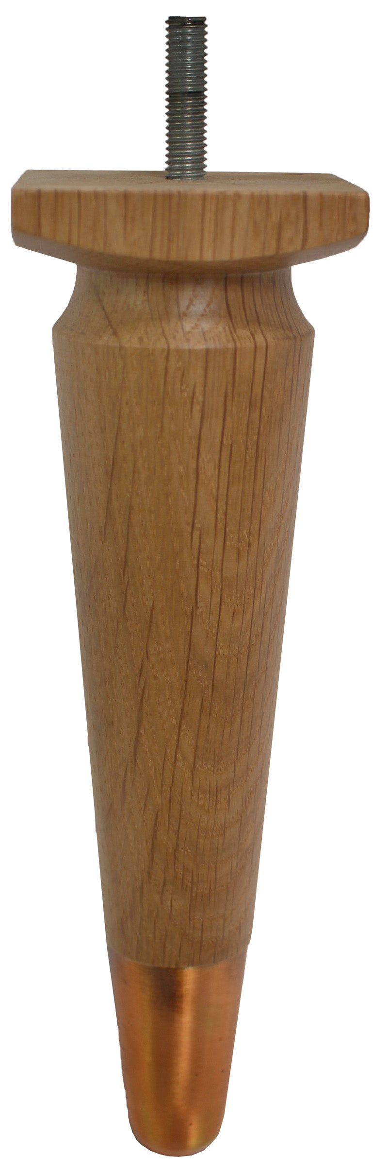 Thelma Solid Oak Furniture Legs - Natural Finish - Oiled Bronze Slipper Cups - Set of 4