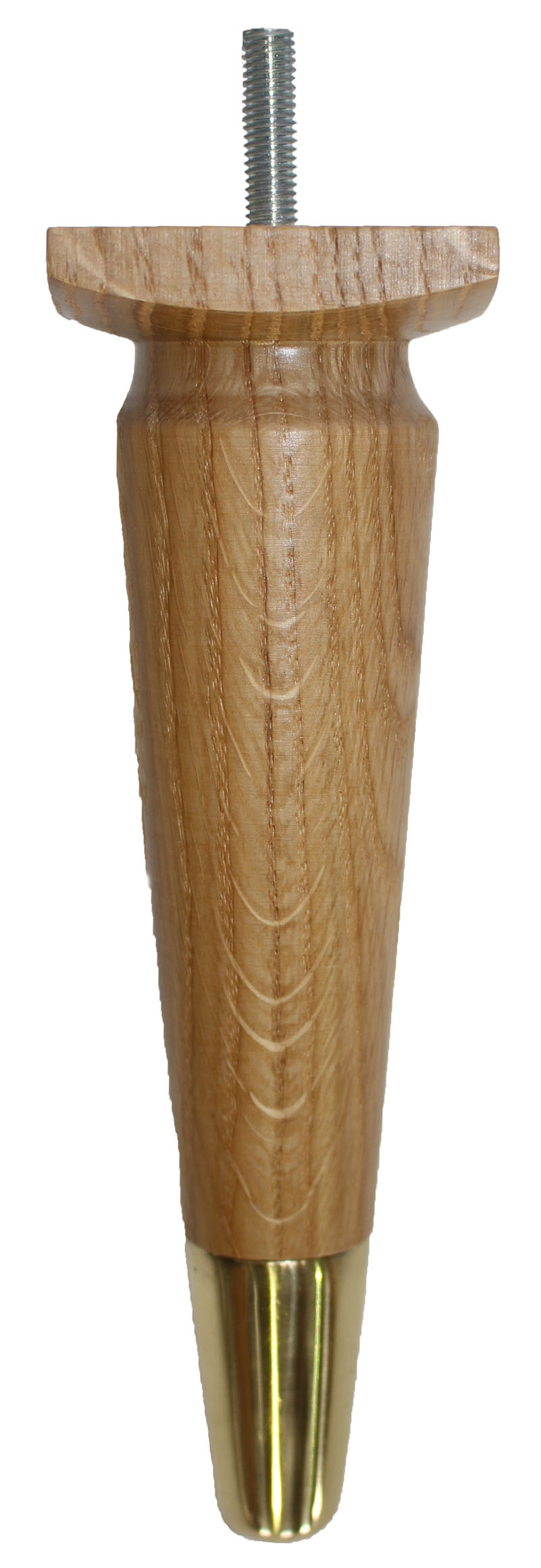 Thelma Solid Oak Furniture Legs - Natural Finish - Brass Slipper Cups - Set of 4